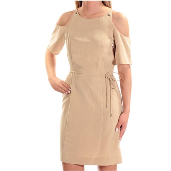 Nordstrom Dresses & Skirts - Beige Cold Shoulder Casual Tie Waist Mini Dress
